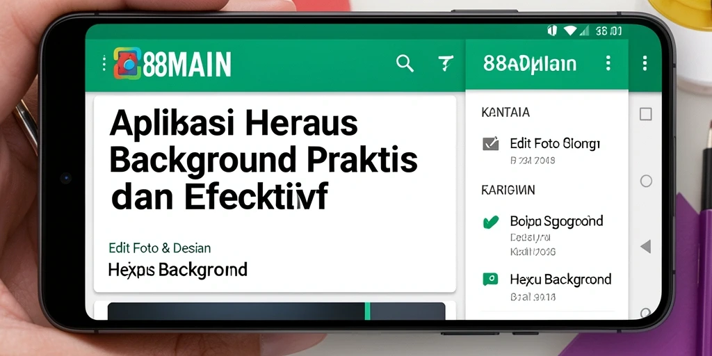 Antarmuka aplikasi 88MAIN dengan fungsi Hapus Background yang sederhana.