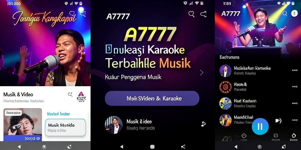 Antarmuka A7777 yang menarik dan mudah digunakan untuk karaoke.