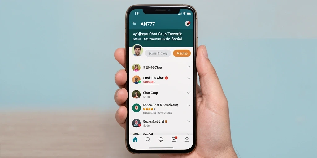 Antarmuka AN777 yang sederhana dan fungsional untuk chatting grup.