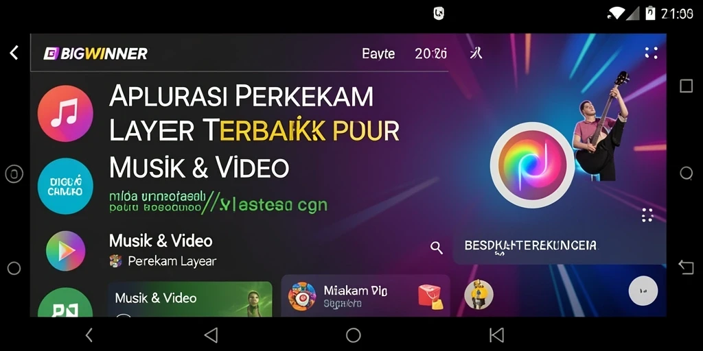 Tampilan antarmuka aplikasi BIGWINNER untuk perekaman layar yang intuitif.