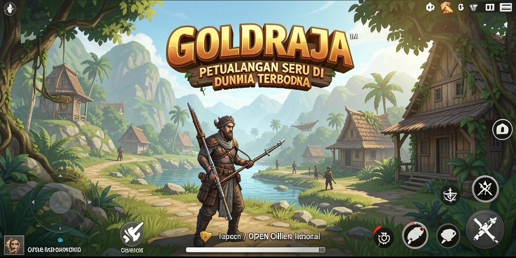 Antarmuka GOLDRAJA menampilkan dunia terbuka yang luas dan menarik.