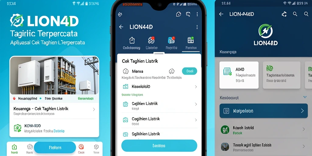 Tampilan antarmuka aplikasi LION4D untuk cek tagihan listrik.