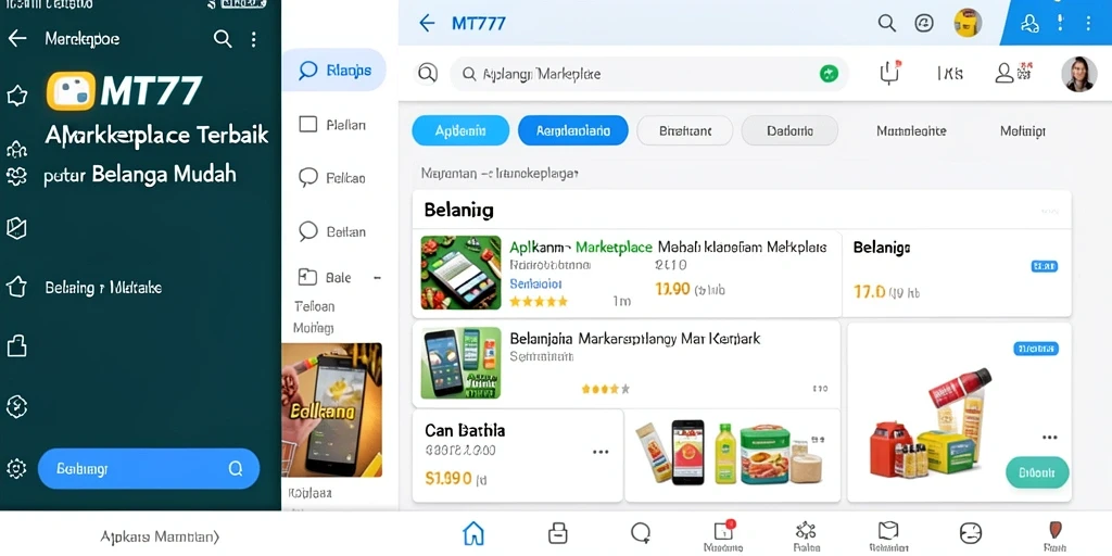 Tampilan antarmuka aplikasi MT777 yang memudahkan navigasi dalam berbelanja.