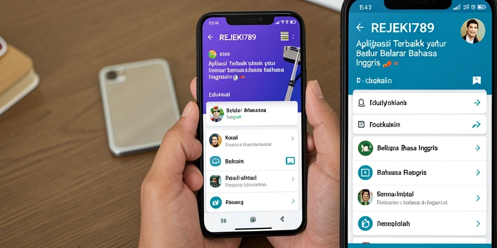 Antarmuka pengguna REJEKI789 untuk belajar Bahasa Inggris yang menarik.